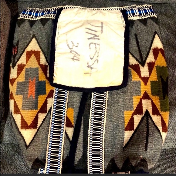 BACKPACK handmade Woven Wool native scene boheimian size16x16 preowned good cond - Picture 13 of 15